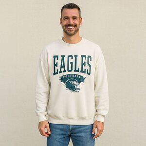 White Green Eagles Football Sweatshirt Vintage Unisex Cozy Streetwear Pullover